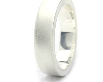 Sterling Silver 5mm Flat Wedding Band Ring,Vertical Brushed Polish