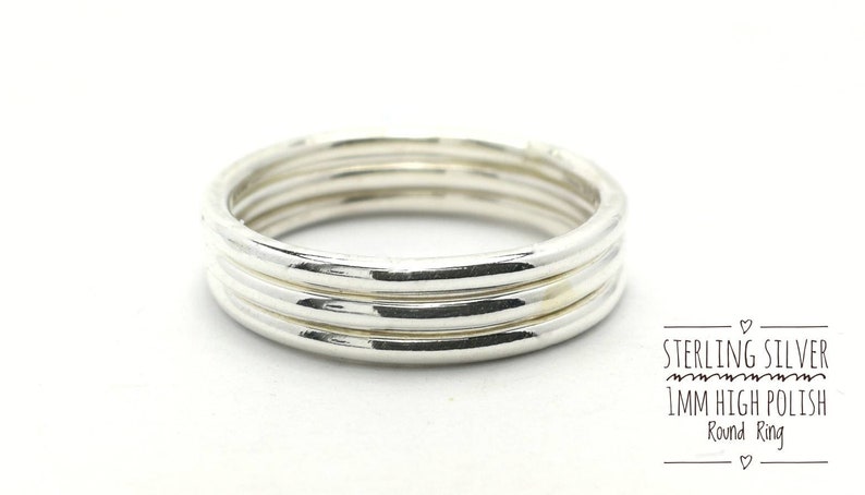 Sterling Silver 1mm High Polish Ring,Thin Silver Ring