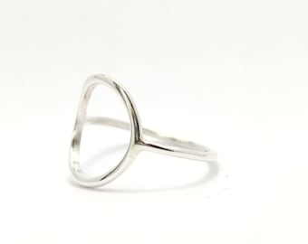 Bague cercle ovale en argent sterling, bague Karma ovale, bague Kreis, bague cercle ouvert, simple bague O, bague ovale