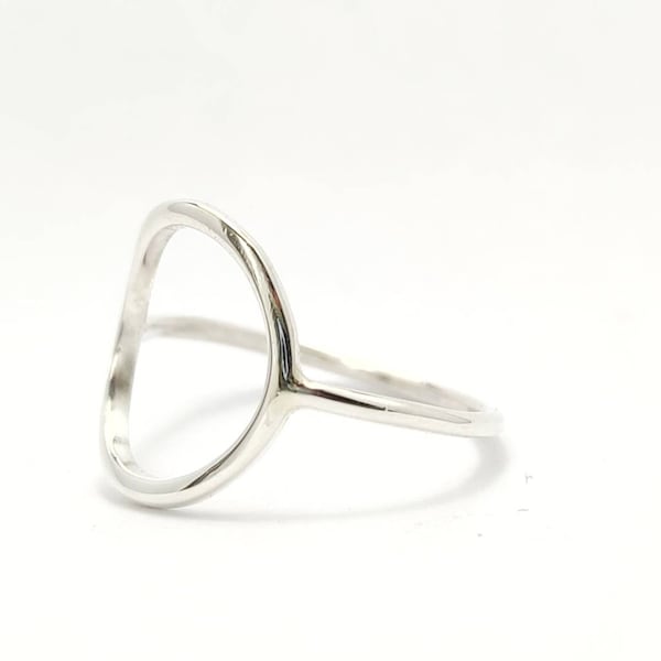 Bague cercle ovale en argent sterling, bague Karma ovale, bague Kreis, bague cercle ouvert, simple bague O, bague ovale