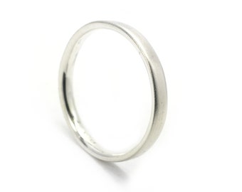 Sterling Silver 2mm Flat Wedding Band Ring Matte Polish