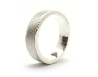 Sterling Silver 5mm Flat Vertical Brushed Wedding Band Ring