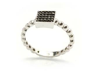 Sterling Silver Ring with Black CZ All US Sizes,Free Shipping.