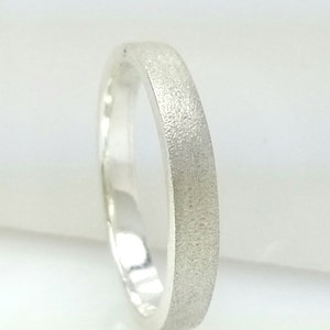 Sterling Silver 3mm Flat Matte Wedding Band Ring