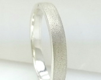 Sterling Silver 3mm Flat Matte Wedding Band Ring