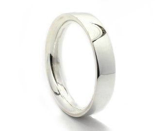 Sterling Silver 4mm Flat Court Wedding Band Ring,Flat Plain Band Ring