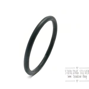 Sterling Silver 1mm oxidized Stacking Ring,Thin Silver Ring