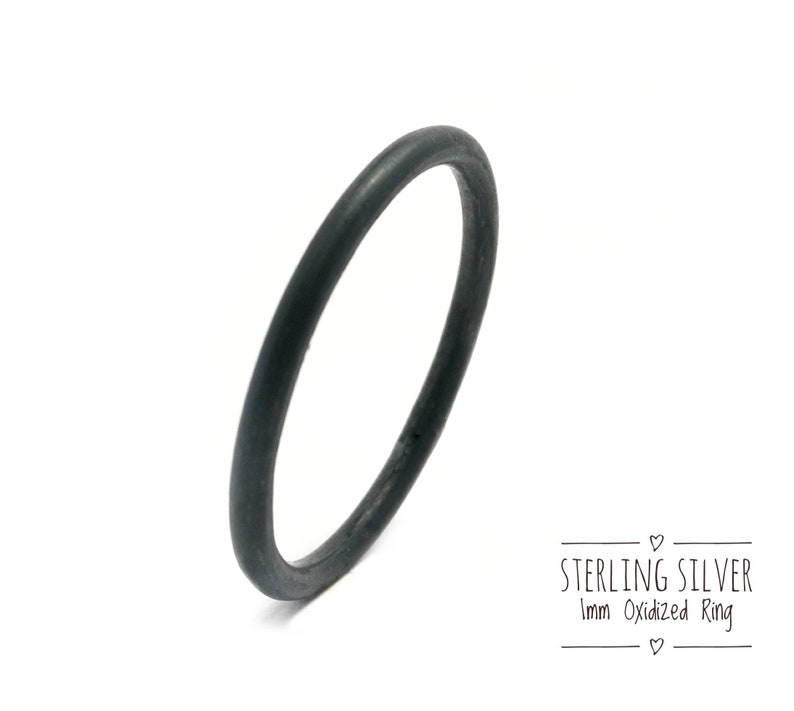 Sterling Silver 1mm oxidized Stacking Ring,Thin Silver Ring