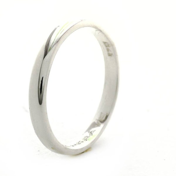 Sterling Silber 3 mm Hochglanz-Ehering Ring, D-Form Hochglanz-Ring