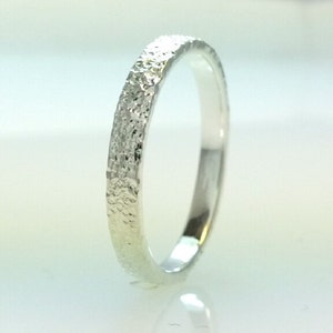 Sterling Silver Flat Wedding Band Distressed Bark Ring 2mm Stacking Ring Stackable Rings 2mm All Us Sizes image 2