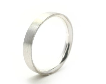 Sterling Silver 3mm Flat Wedding band Ring,Brushed Polish Ring,Comfort Fit Ring.