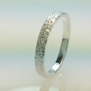 Sterling Silver Flat Wedding Band Distressed Bark Ring 2mm Stacking Ring Stackable Rings 2mm All Us Sizes image 4