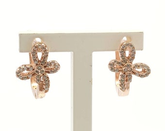 Sterling Silver 925 Bow Earrings in Rose Gold Color.