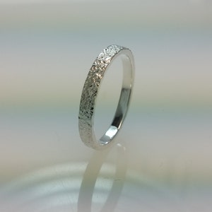 Sterling Silver Flat Wedding Band Distressed Bark Ring 2mm Stacking Ring Stackable Rings 2mm All Us Sizes image 5