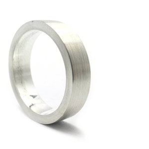 Sterling Silver 5mm Flat Wedding Band Ring,Brushed Wedding band Ring.