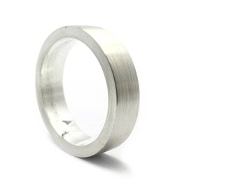 Sterling Silver 5mm Flat Wedding Band Ring,Brushed Wedding band Ring.