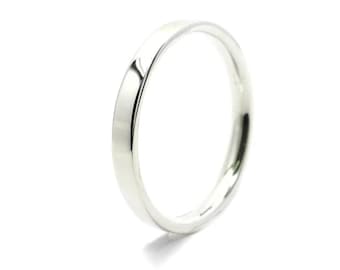 Fede nuziale piatta da 3 mm in argento sterling, anello ad alta lucidatura, anello dalla vestibilità comoda.