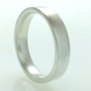 4mm Flat Brushed Wedding Band Ring,Comfort Fit Sterling Silver Ring