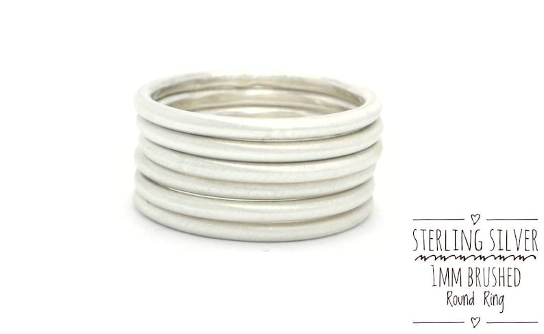 Sterling Silver 1mm Brushed Ring,Thin Silver Ring