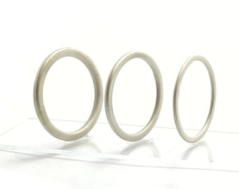 2mm Sterling Silver Brushed Thin Round Stacking Ring | 1mm Silver Stacking brushed Ring