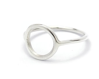 Anello circolare in argento sterling, anello Karma, anello Kreis, anello circolare aperto, semplice O ring, anello rotondo