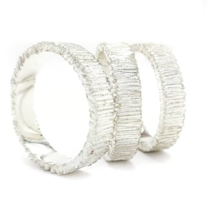 Sterlingzilver 2,4,6 mm rustieke zilveren ring, ring met houtnerf, ring met boomschors