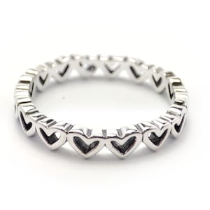 Sterling Silver Heart Stacking Ring | Band of hearts ring | Sterling Silver Open Hearts Band Ring