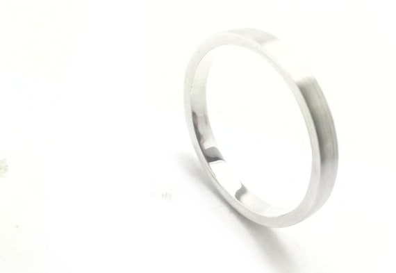 2mm Brushed Silver Ring, Brushed Wedding Band, Sterling Silver