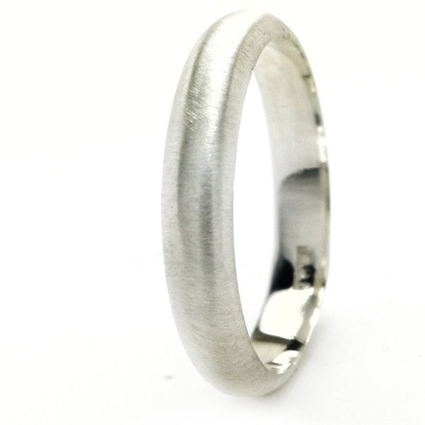 3mm gebürsteter Ehering Ring, Sterling Silber Ehering