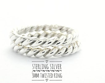 Sterling Silver Stacking Ring Twisted Ring Silver Ring Band Silver ...