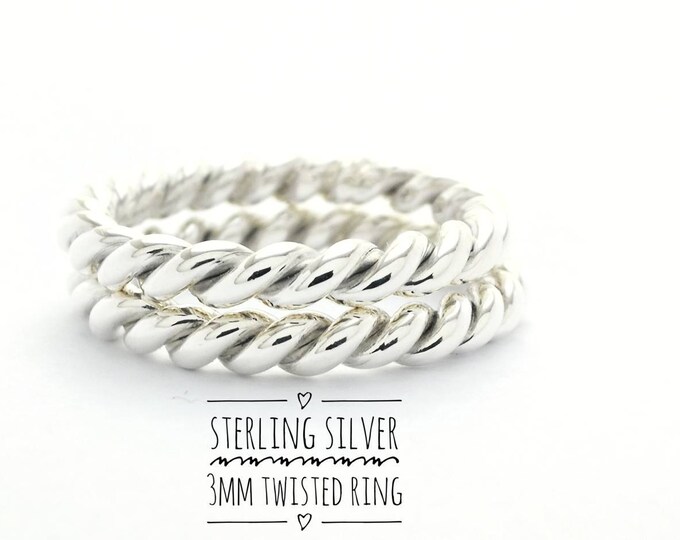 Sterling Silver Stacking Ring Twisted Ring Silver Ring Band Silver ...