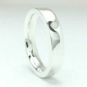 Sterling Silver 4mm Flat Wedding Band Ring Comfort Fit.