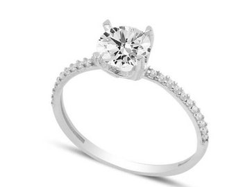 Sterling Silver Ladies 925 Cubic Zirconia Engagement Solitaire Ring