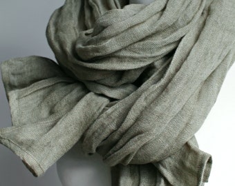 GREEN  linen scarf for women, travel linen wrap eco scarf, spring autumn linen scarf, european linen, women fashion scarf, linen scarves