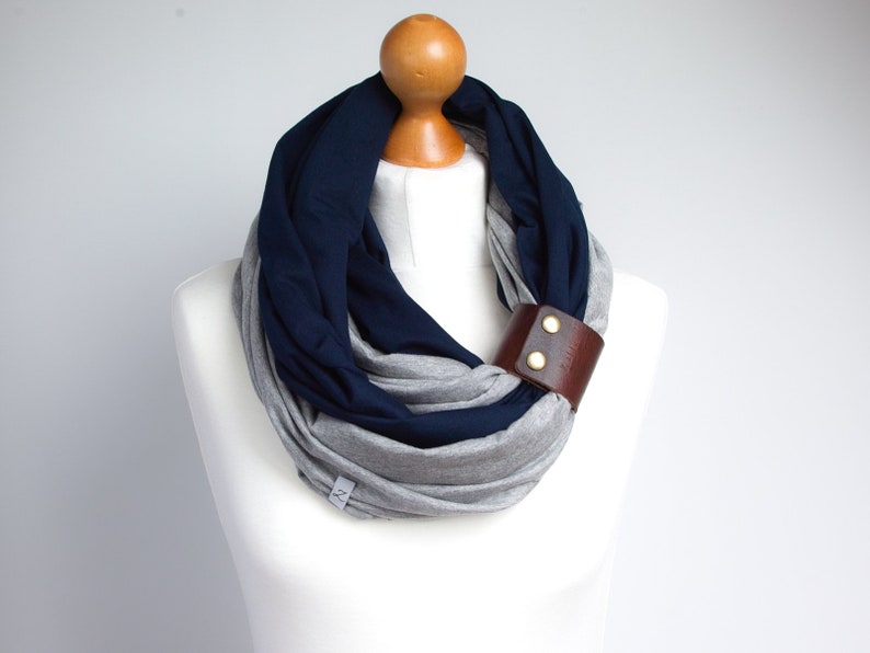 Women Tube Scarf With Cuff Band Cotton Tube Scarf Marine Etsy UK