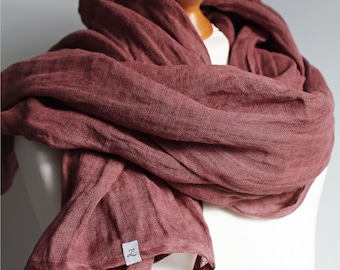 MAUVE linen scarf for women, travel linen wrap eco scarf, spring autumn linen scarf, european linen, linen scarves, women linen scarf