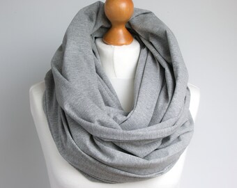 OVERSIZED infinity scarf for women,GRAY cotton jersey infinity scarf, scarves and wraps, chunky cotton jersey scarf wrap, large scarf