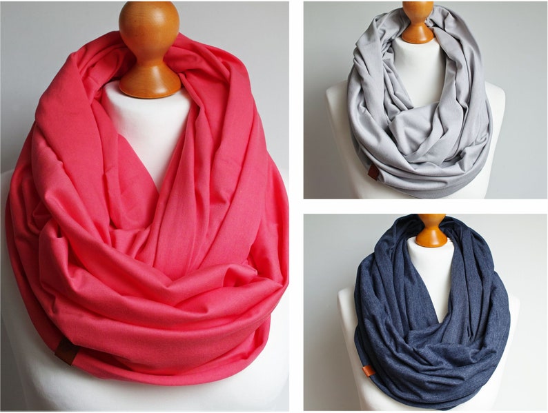 Cotton infinity scarf for women, women cotton scarf, basic women scarf cotton, gift scarf, cotton infinity scarf image 1