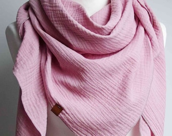 Soft PINK triangle scarf, muslin cotton shawl wrap scarf for women, triangle scarf bandana for women, soft cotton scarf in PINK shade