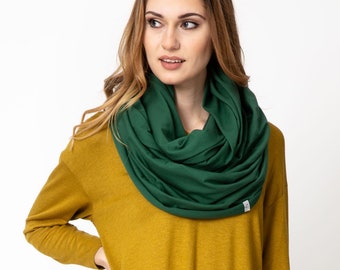 Cotton infinity scarf spring shawl for women, women cotton scarf, basic women scarf cotton, simple scarf, green cotton infinity scarf