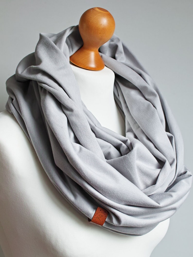Cotton infinity scarf for women, women cotton scarf, basic women scarf cotton, gift scarf, cotton infinity scarf Gray