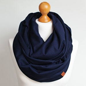 Cotton infinity scarf for women, women cotton scarf, basic women scarf cotton, gift scarf, cotton infinity scarf Navy blue