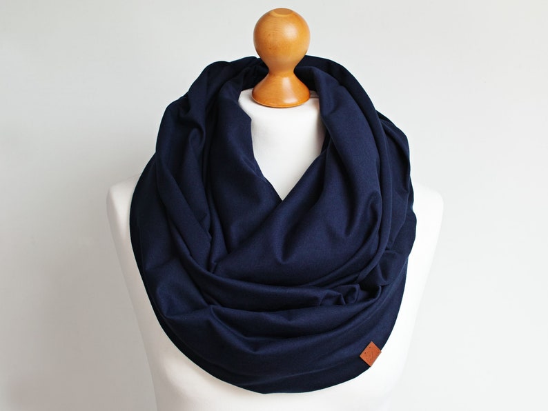 Cotton infinity scarf for women, women cotton scarf, basic women scarf cotton, gift scarf, cotton infinity scarf Navy blue