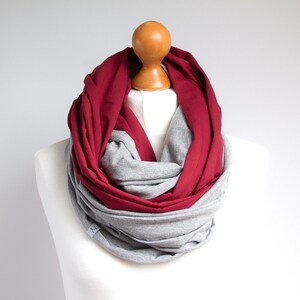 Scarf with leather cuff, cotton scarf, burgundy scarf for women, scarves & wraps, cotton fashion scarf for women, gift for her image 6