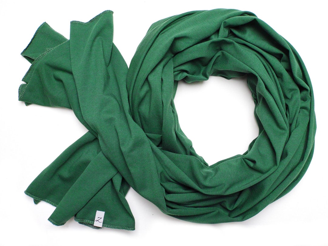 Green Cotton Jersey Scarf Shawl, Lightweight Travel Wrap - Etsy