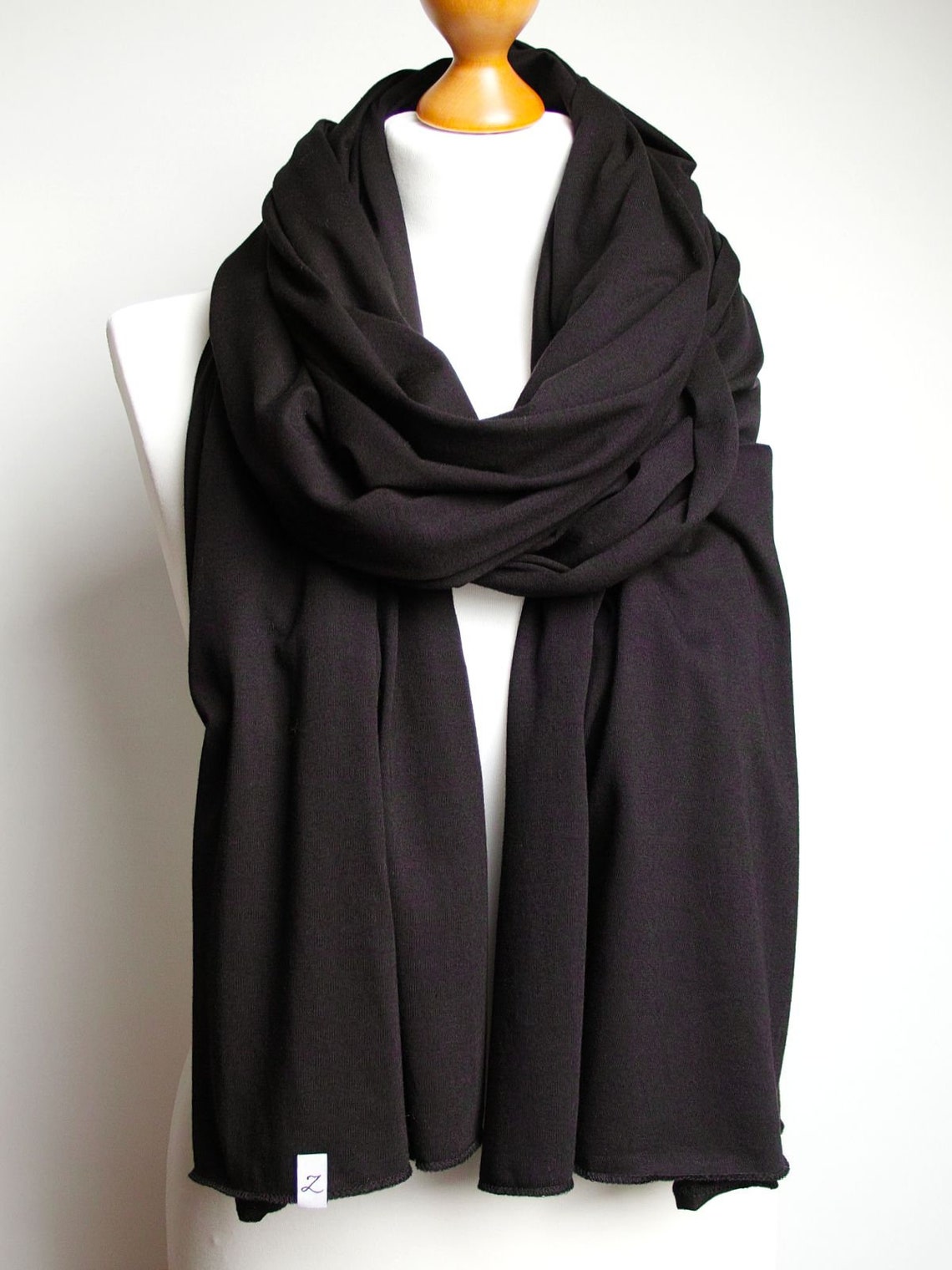 BLACK Cotton scarf shawl wrap lightweight to medium cotton | Etsy