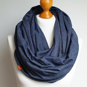 Cotton infinity scarf for women, women cotton scarf, basic women scarf cotton, gift scarf, cotton infinity scarf Jeans blue