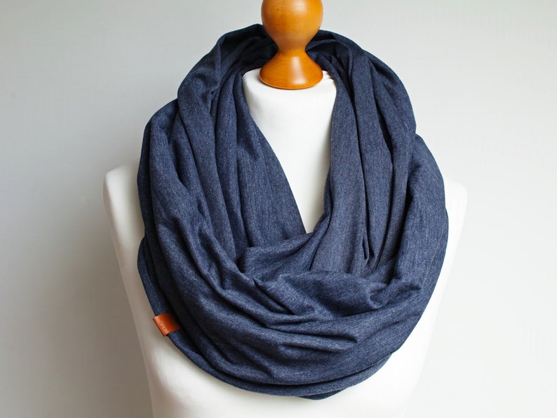 Cotton infinity scarf for women, women cotton scarf, basic women scarf cotton, gift scarf, cotton infinity scarf Jeans blue