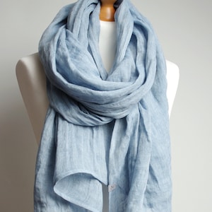 natural linen scarf for women, linen wrap eco scarf, spring autumn linen scarf, European linen, linen accessories, linen scarves, blue scarf
