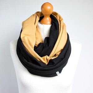 Black scarf with leather cuff, women scarf, fashion scarf, gift for her, mum gift, gift clothing image 5